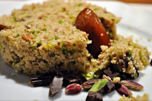 Couscous dolce di pistacchio e cioccolato