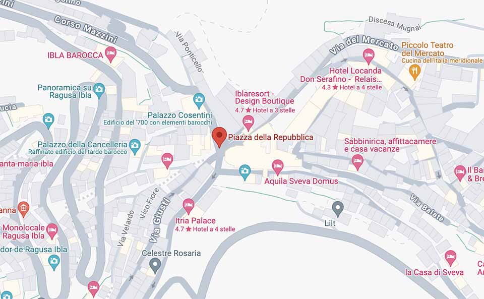 Piazza della Repubblica a Ragusa Ibla mappa