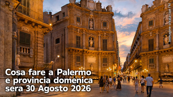 Cosa fare a Palermo e provincia domenica sera 30 Agosto 2026