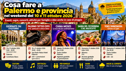 Cosa fare a Palermo e provincia nel weekend del 10 e 11 ottobre 2026